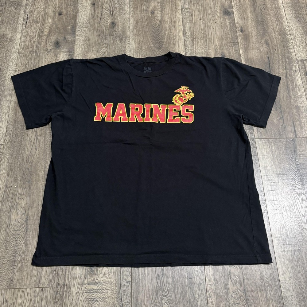 Marines Shirt Mens XL Black USMC‎ Logo Graphic Tee Made USA Patriotic Military